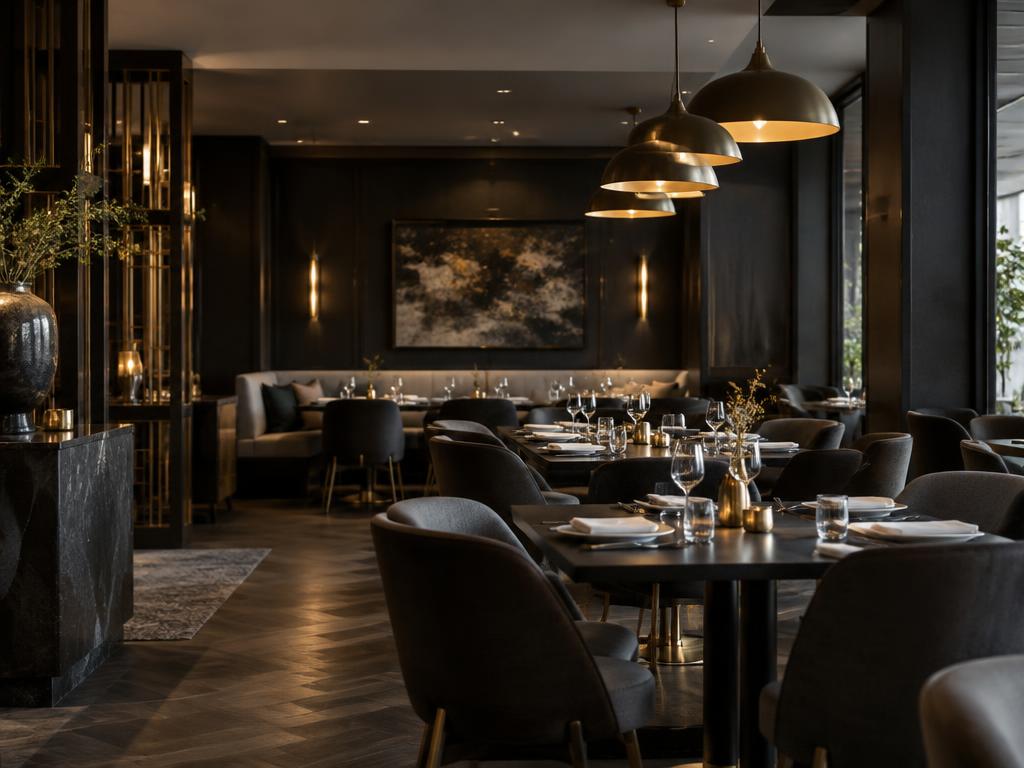 Elegant restaurant interior set for service