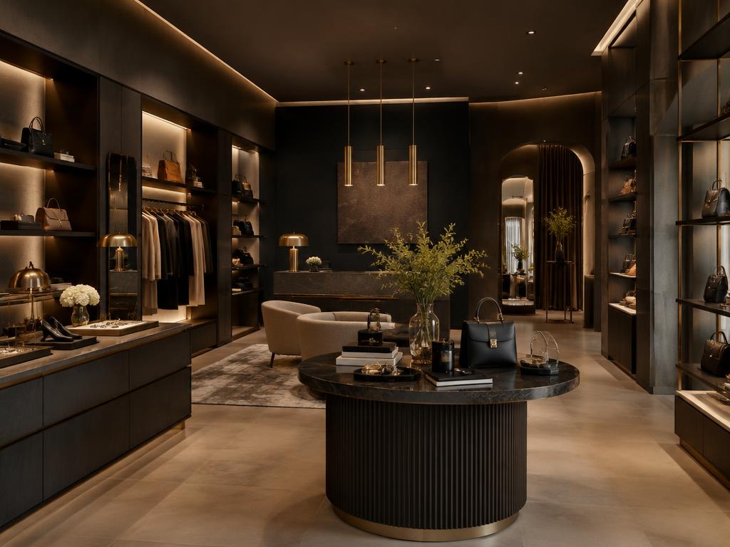 Upscale retail boutique interior with curated displays